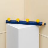 Pierre Sala Wardrobe in postmodern Memphis design - blue and yellow painted spruce wood armoire