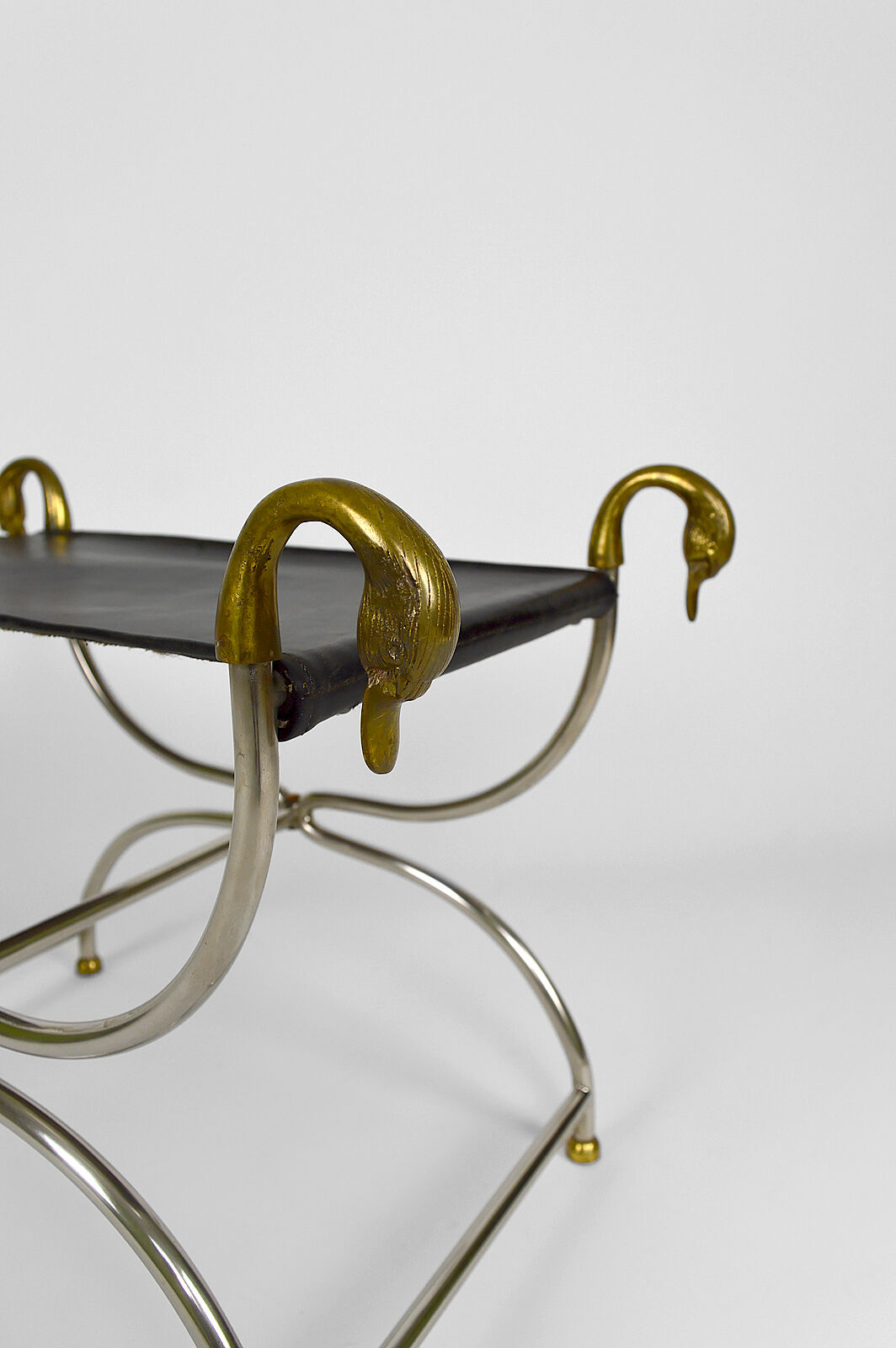 Neoclassical swan-headed curule circa 1960