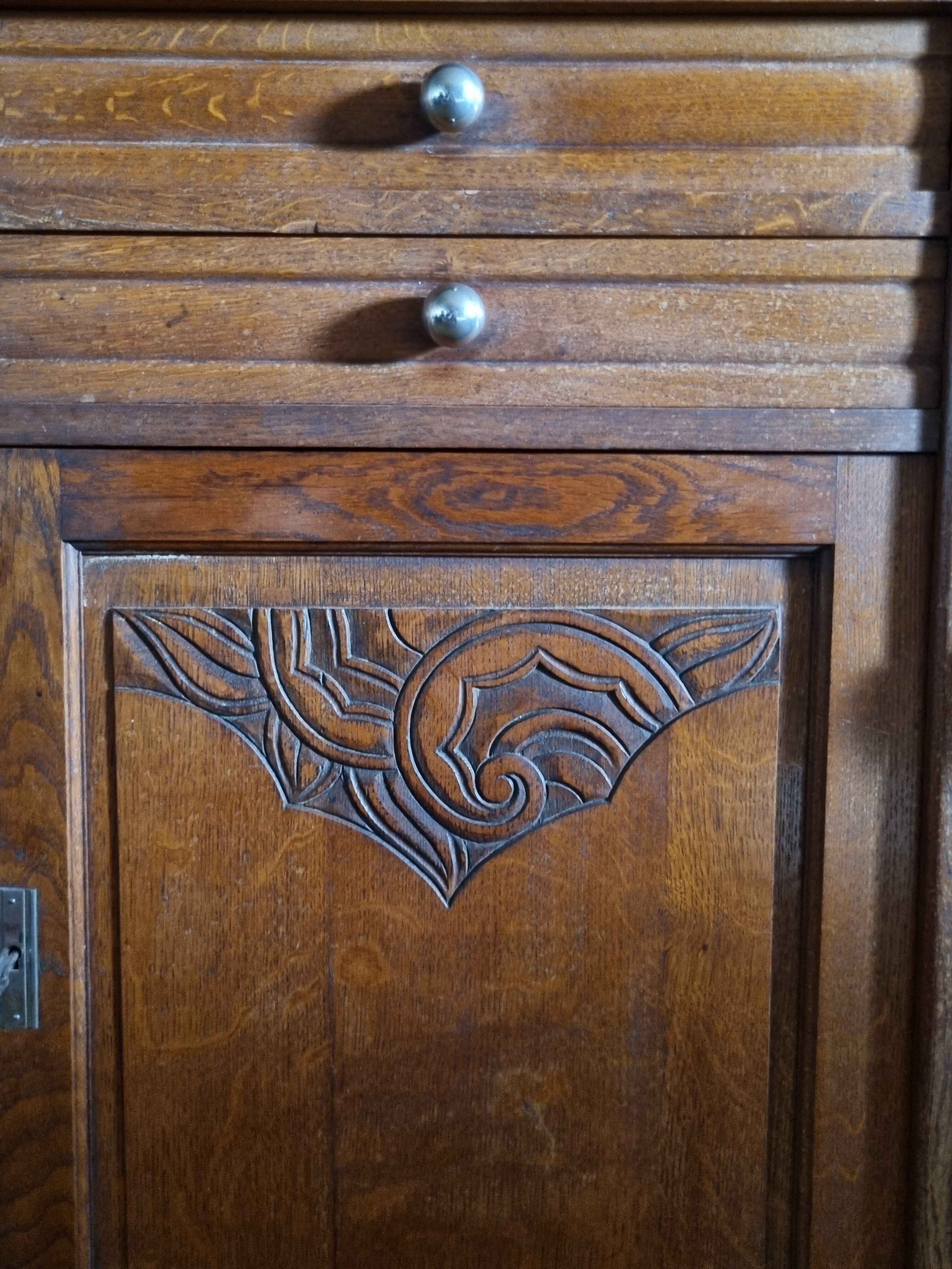 Old low art deco style sideboard, with marble and mirror