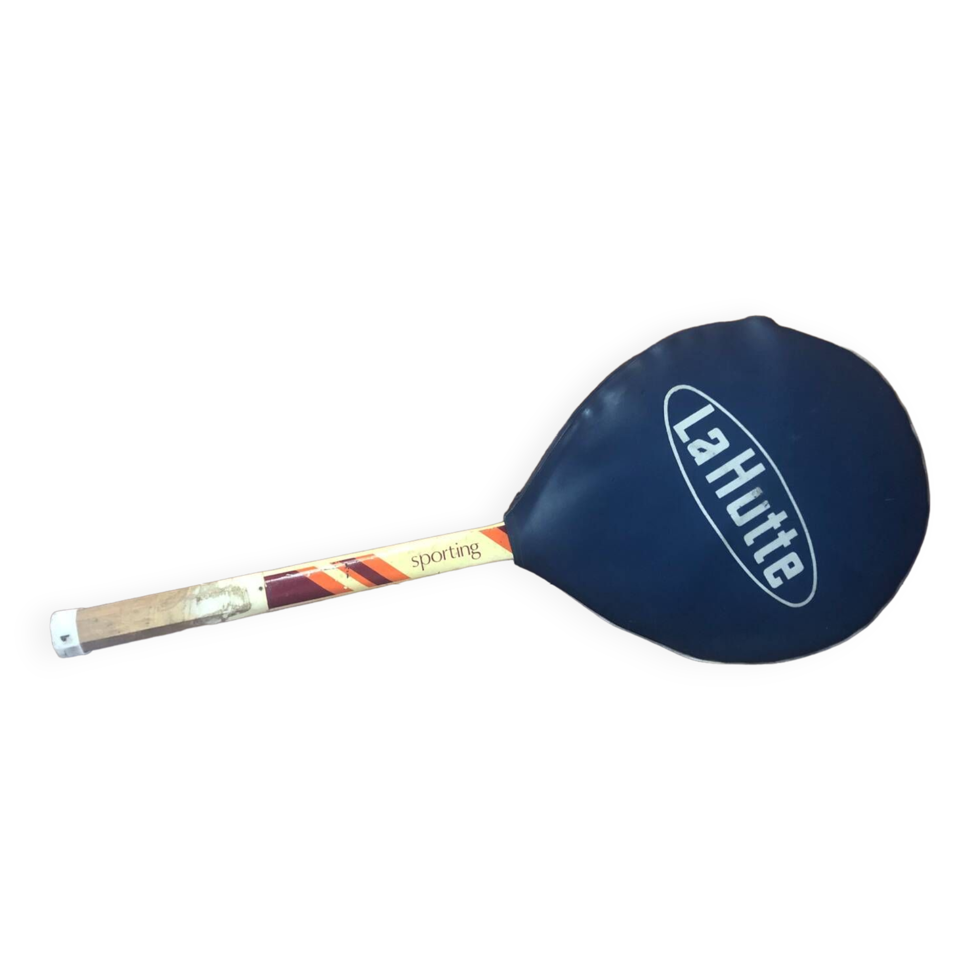 Old la hutte tennis racket wood + cross & protective cover
