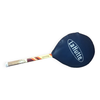 Ancien raquette tennis la hutte bois + croix & housse protection