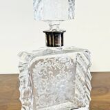 Crystal and 925 silver whisky decanter – Engraved floral decoration