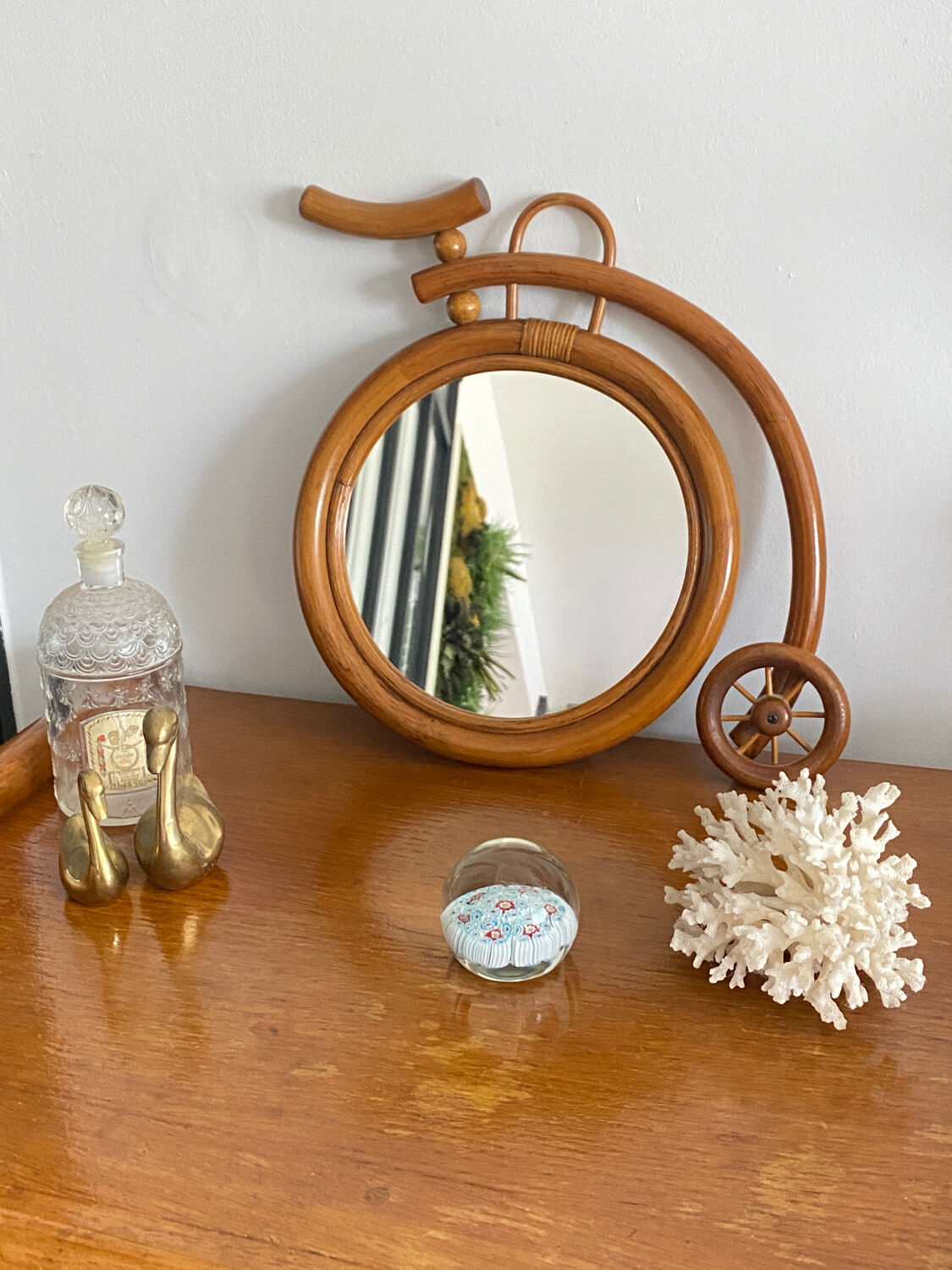 Vintage rattan mirror bike