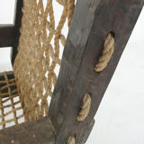 Solid oak and rope lounge chair, The Netherlands 1960's