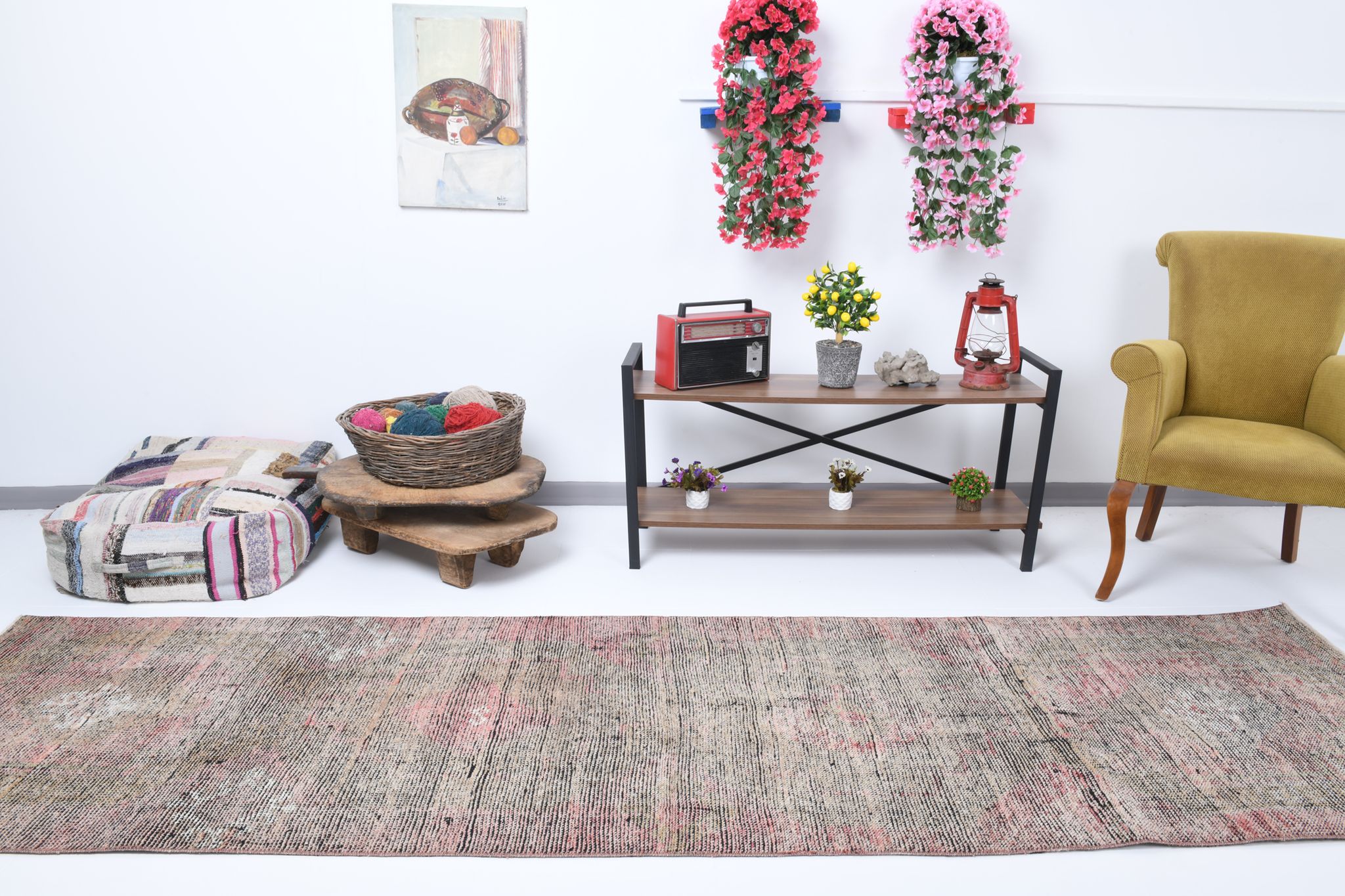 Neutral runner rug, 334x91cm