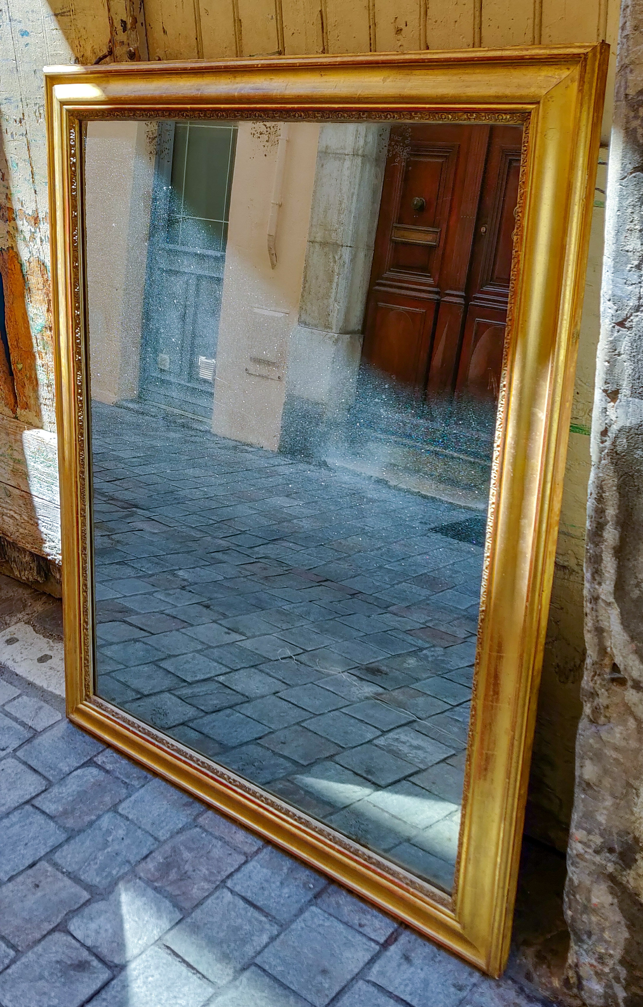 Louis-Philippe mirror with mercury and gold leaf 113x140cm