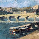 Barges along the Rhone signed