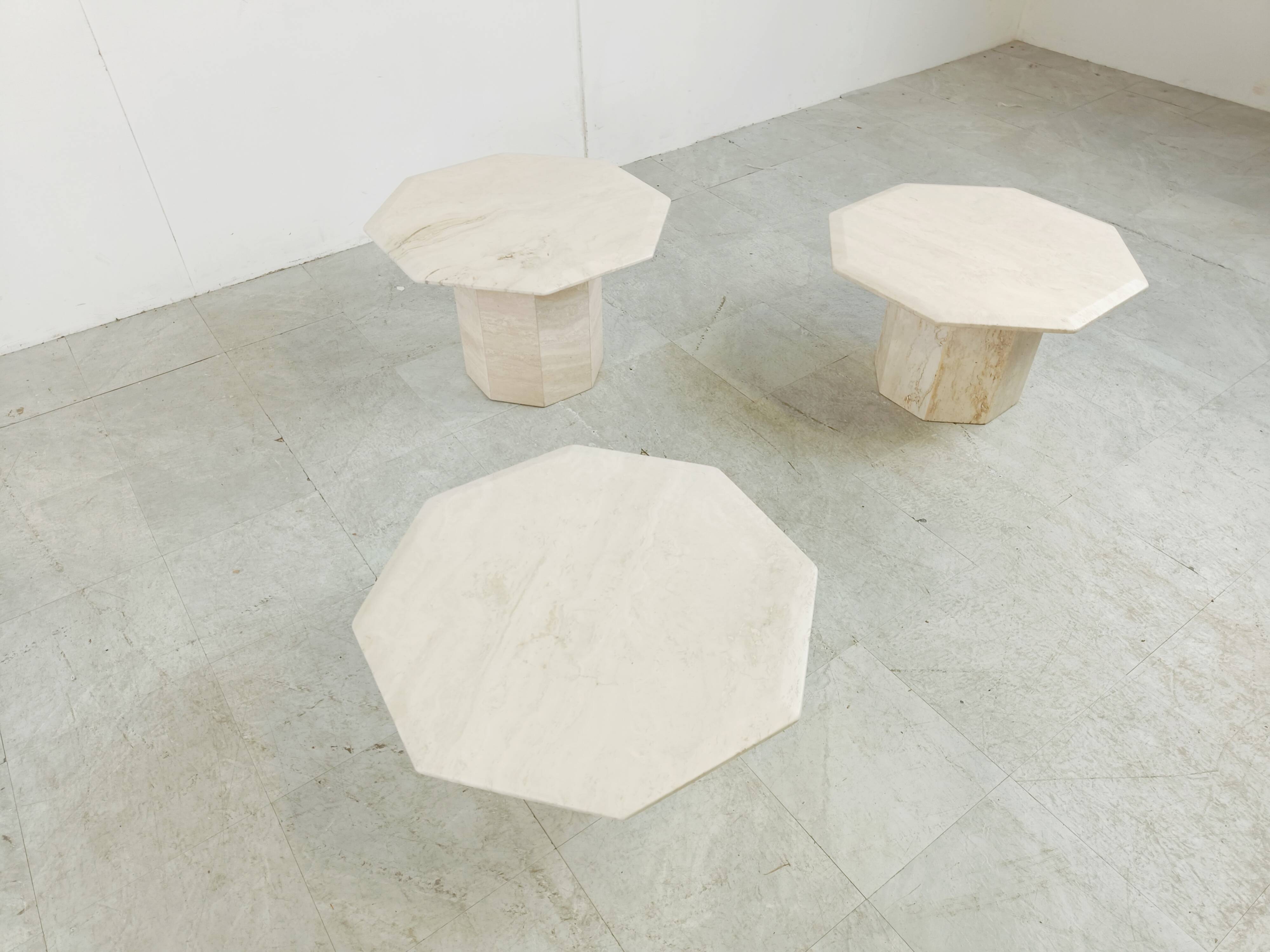 Vintage travertine nesting or side tables, 1970s