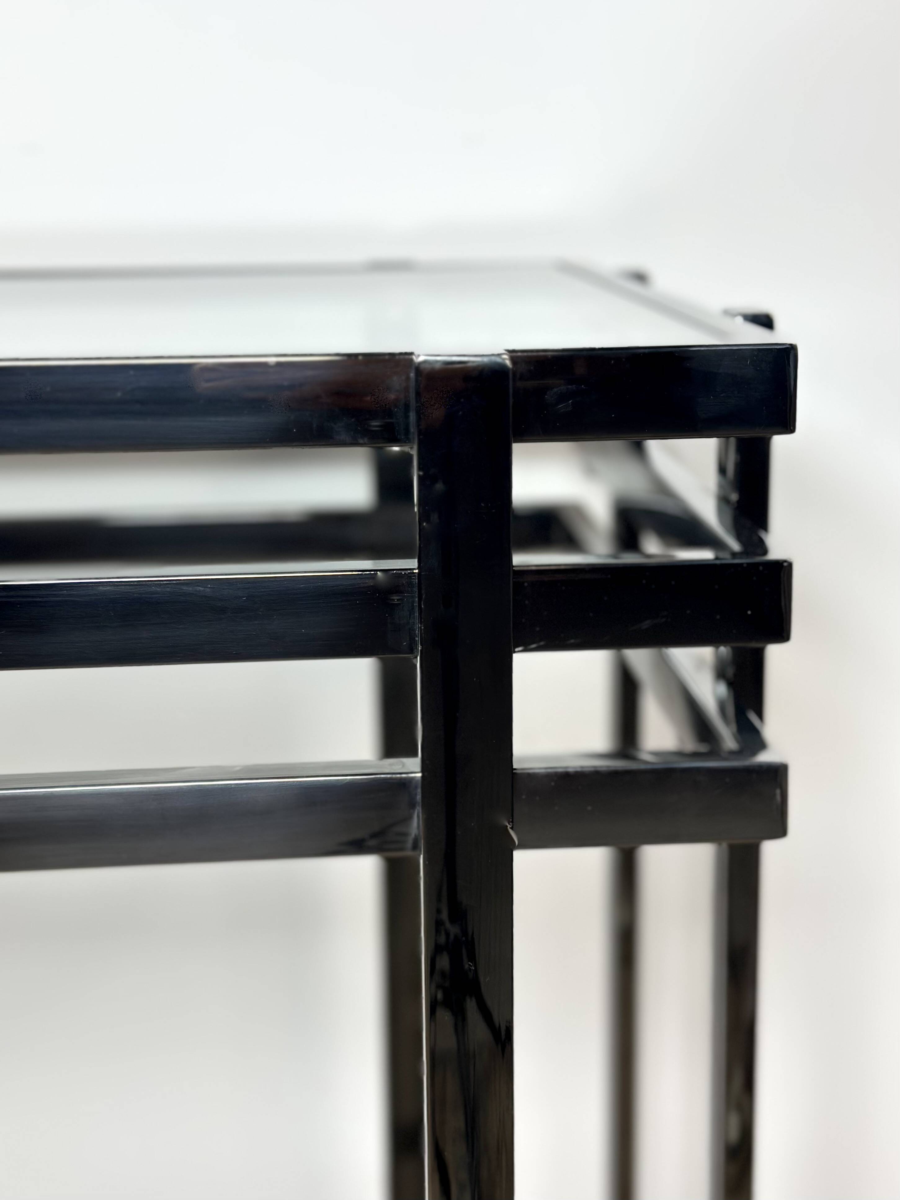Smoked silver metal console from the 2000s.