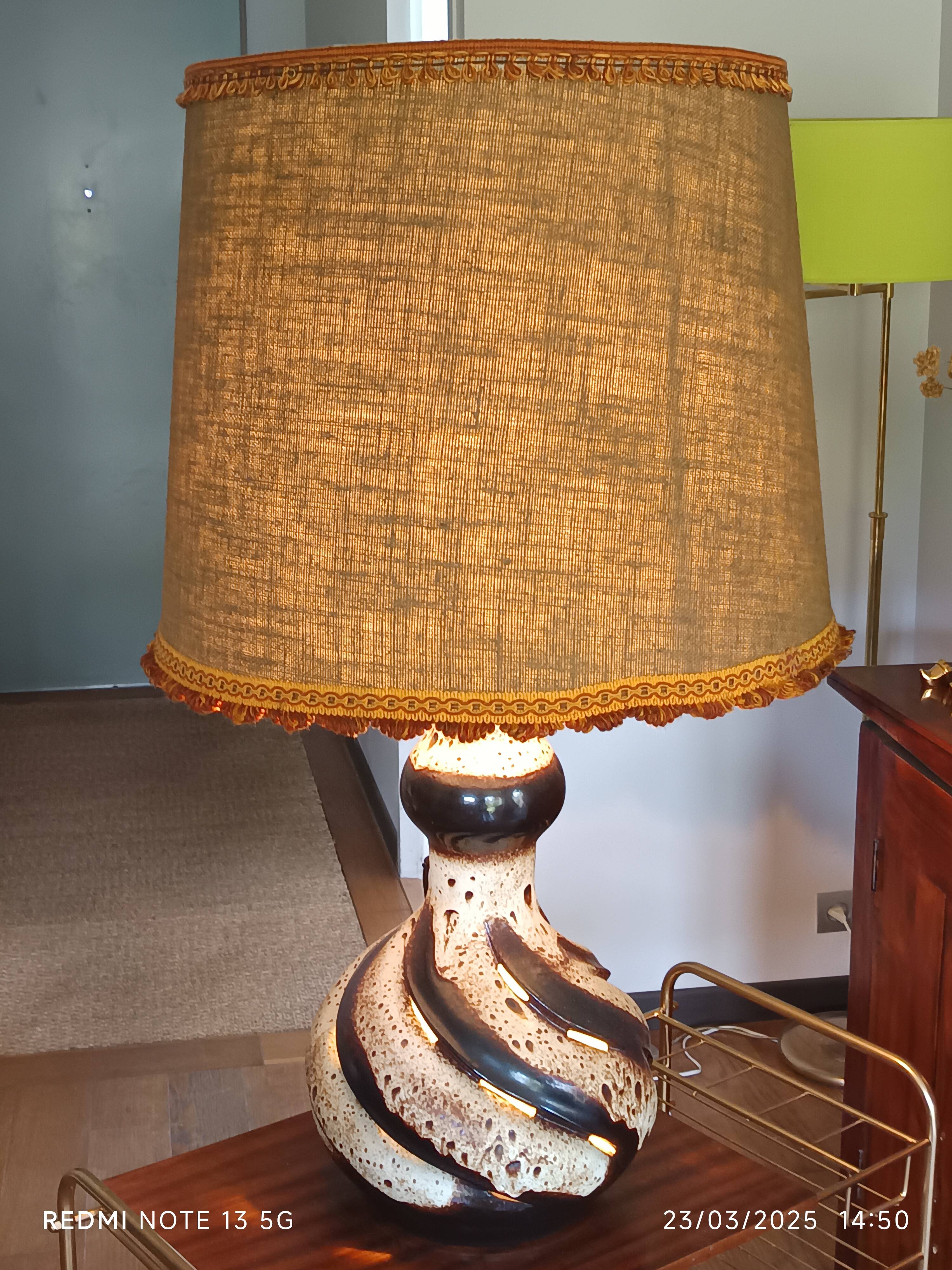large ceramic lamp from the 70s with retro lighting