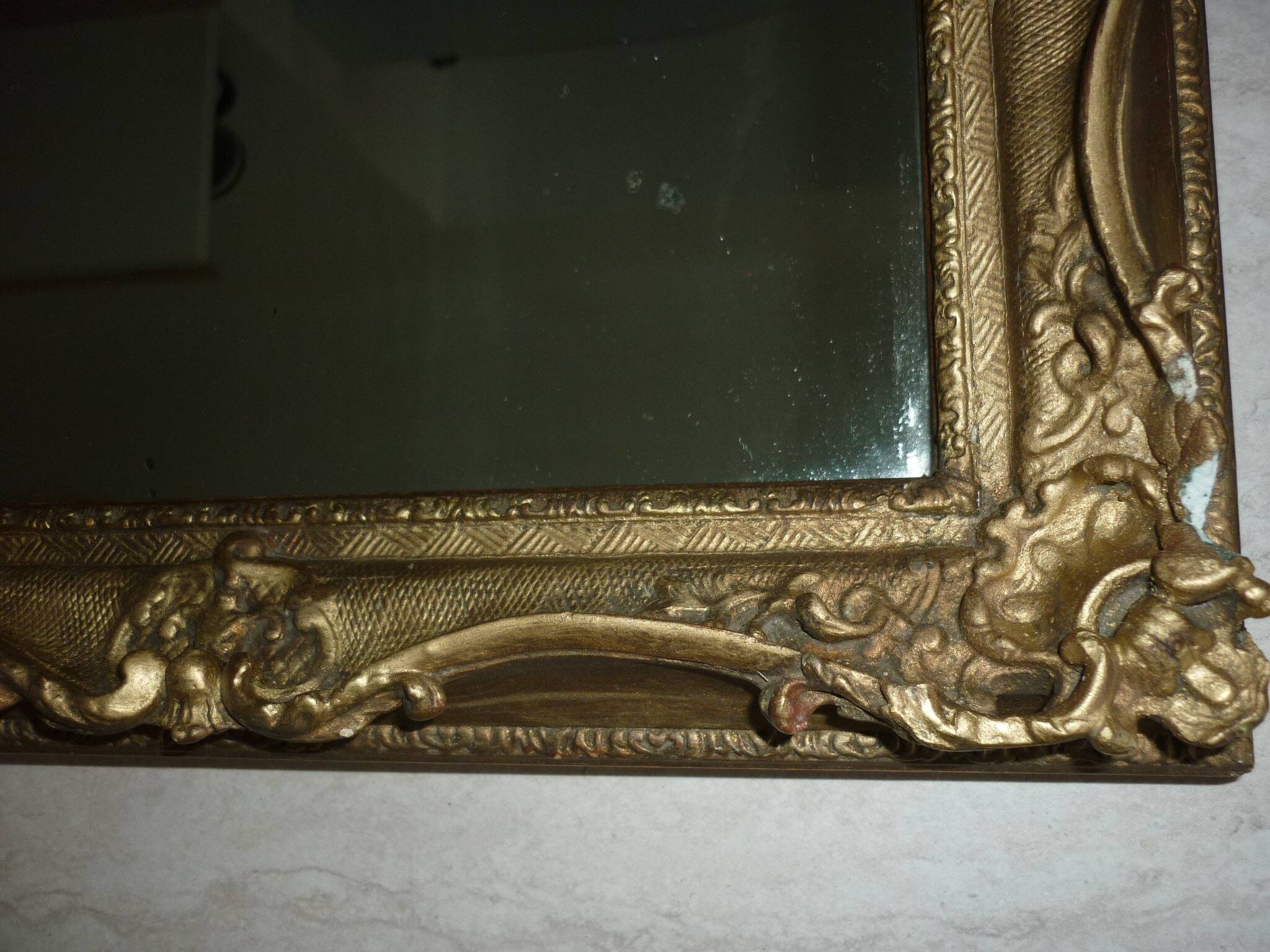 Wooden mirror and gilded stucco rocaille style 33x29
