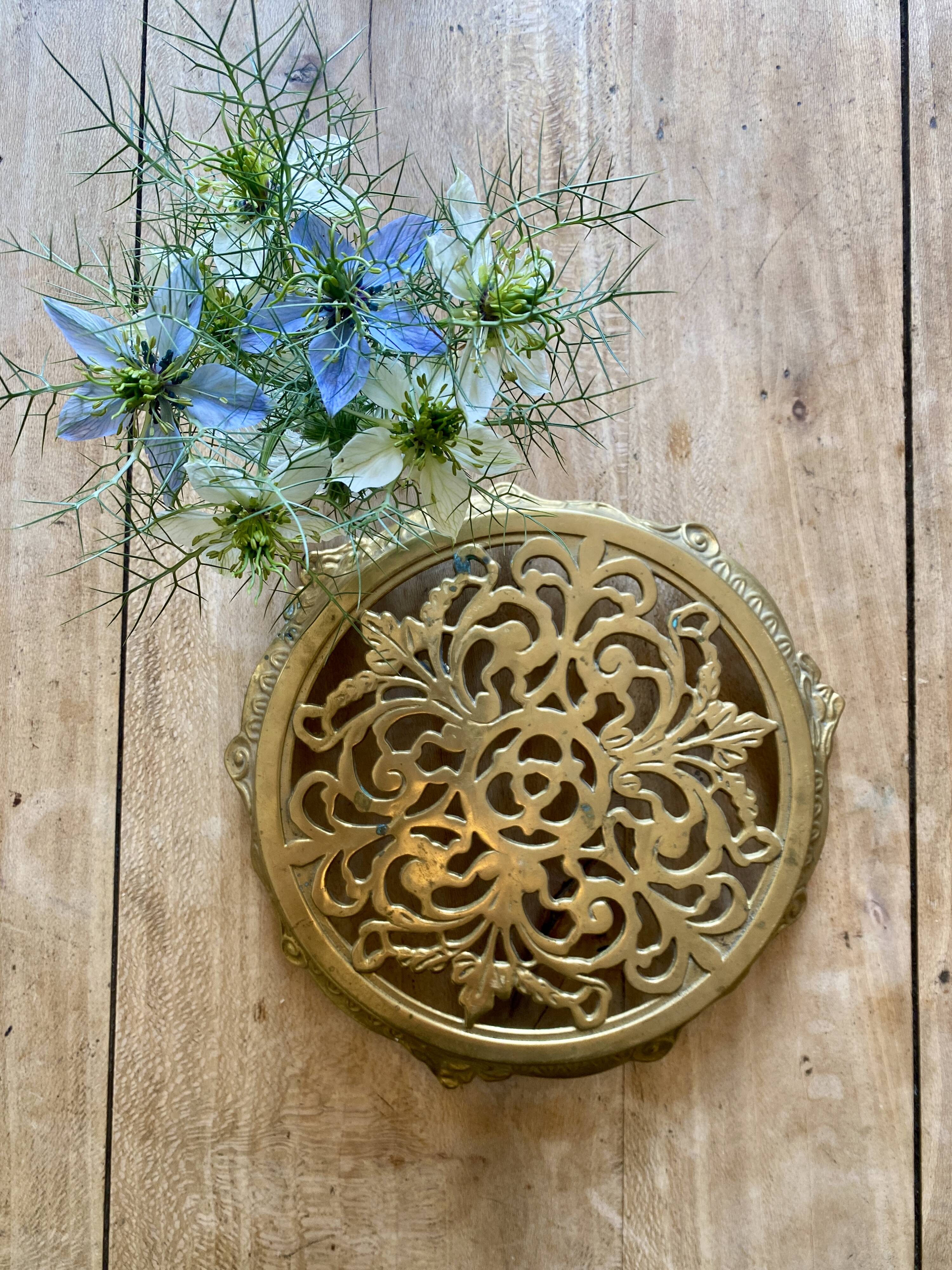 Vintage gilded brass trivet