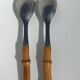 Salad cutlery in natural bamboo and stainless steel 70's