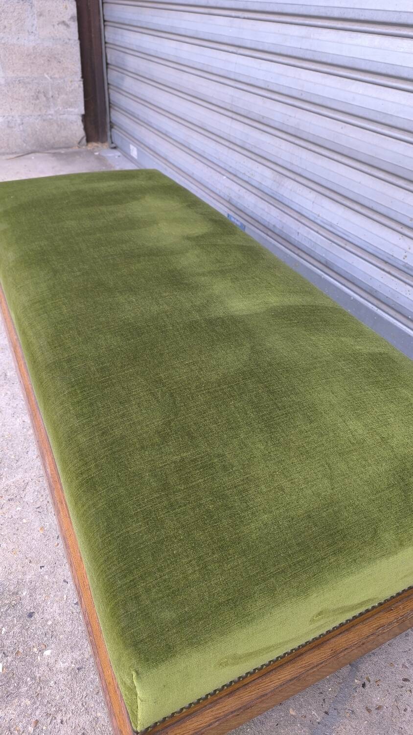 1920s velvet and oak bench