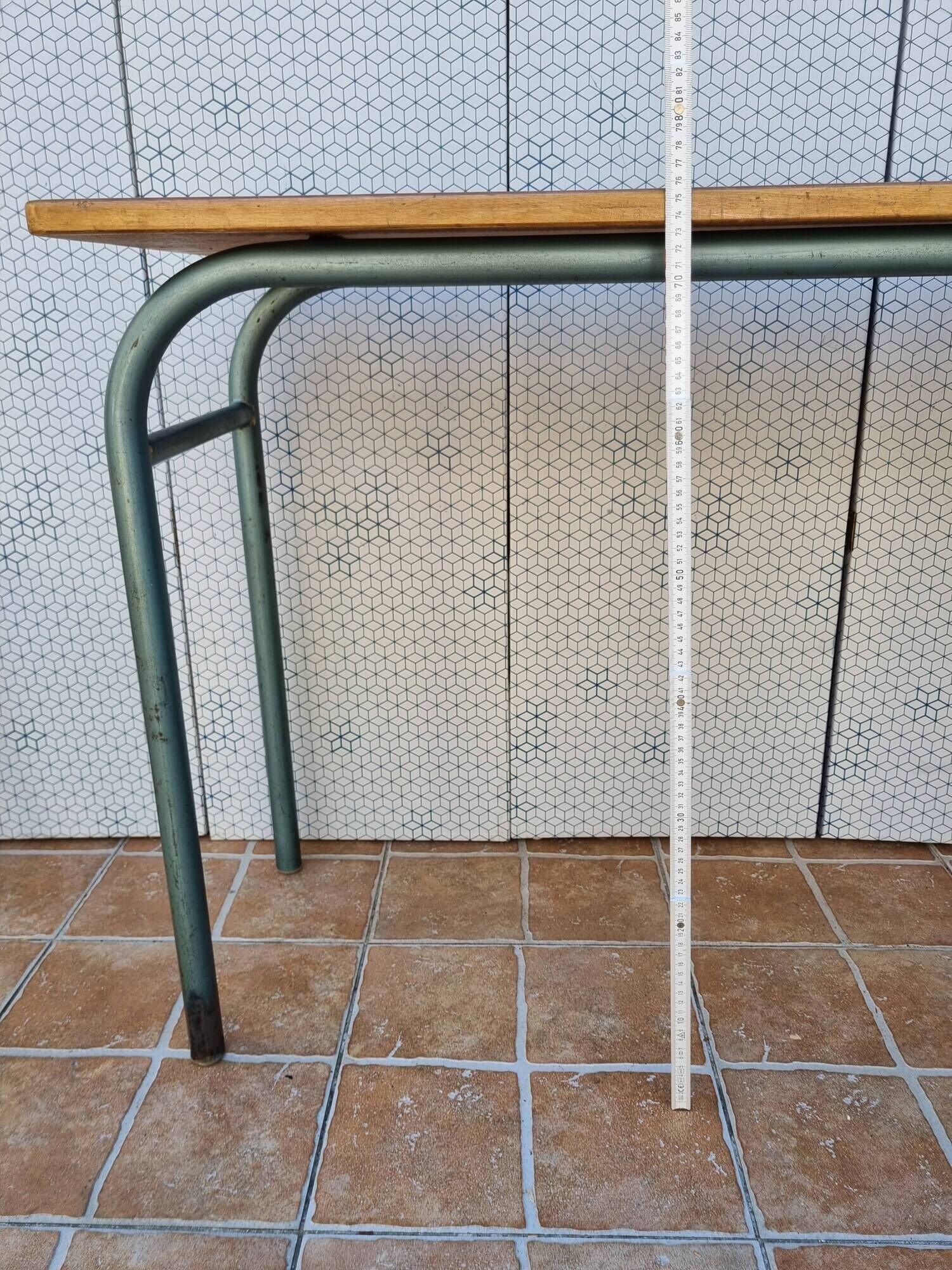 Vintage wooden and metal school desk