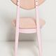 Mid-century heart-shaped chair, light pink chenille fabric, painted pink wood, Europe, 1960s.