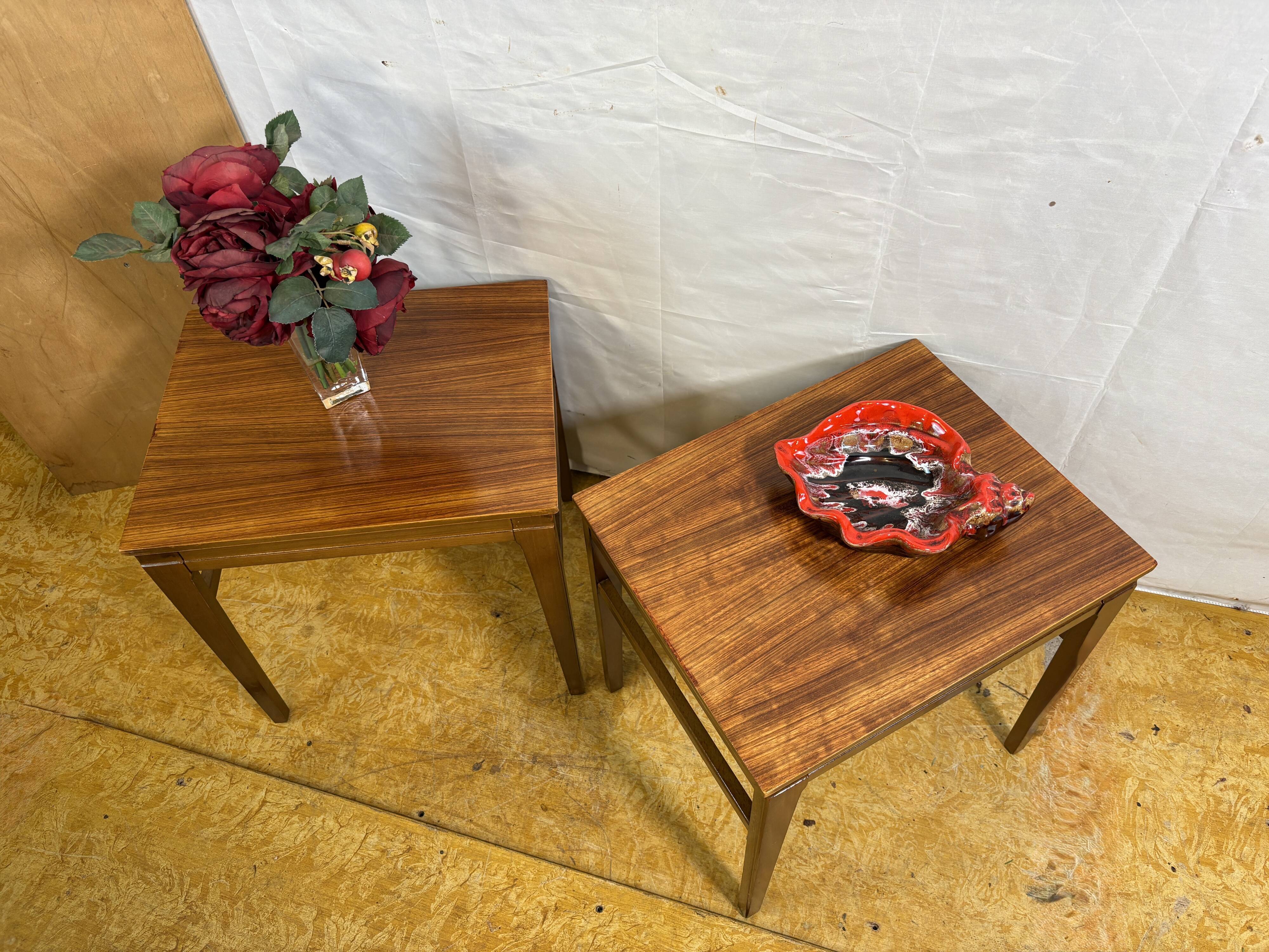 Mid Century Retro Vintage Teak Pair of Side Tables / Lamp Tables / Bedside