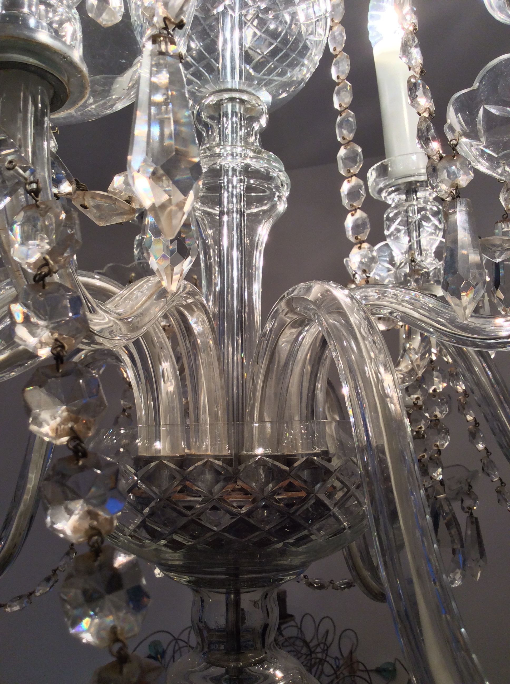 Old bohemian crystal chandelier for Deknudt