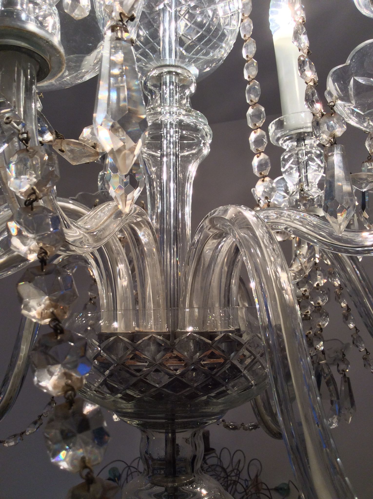 Old bohemian crystal chandelier for Deknudt
