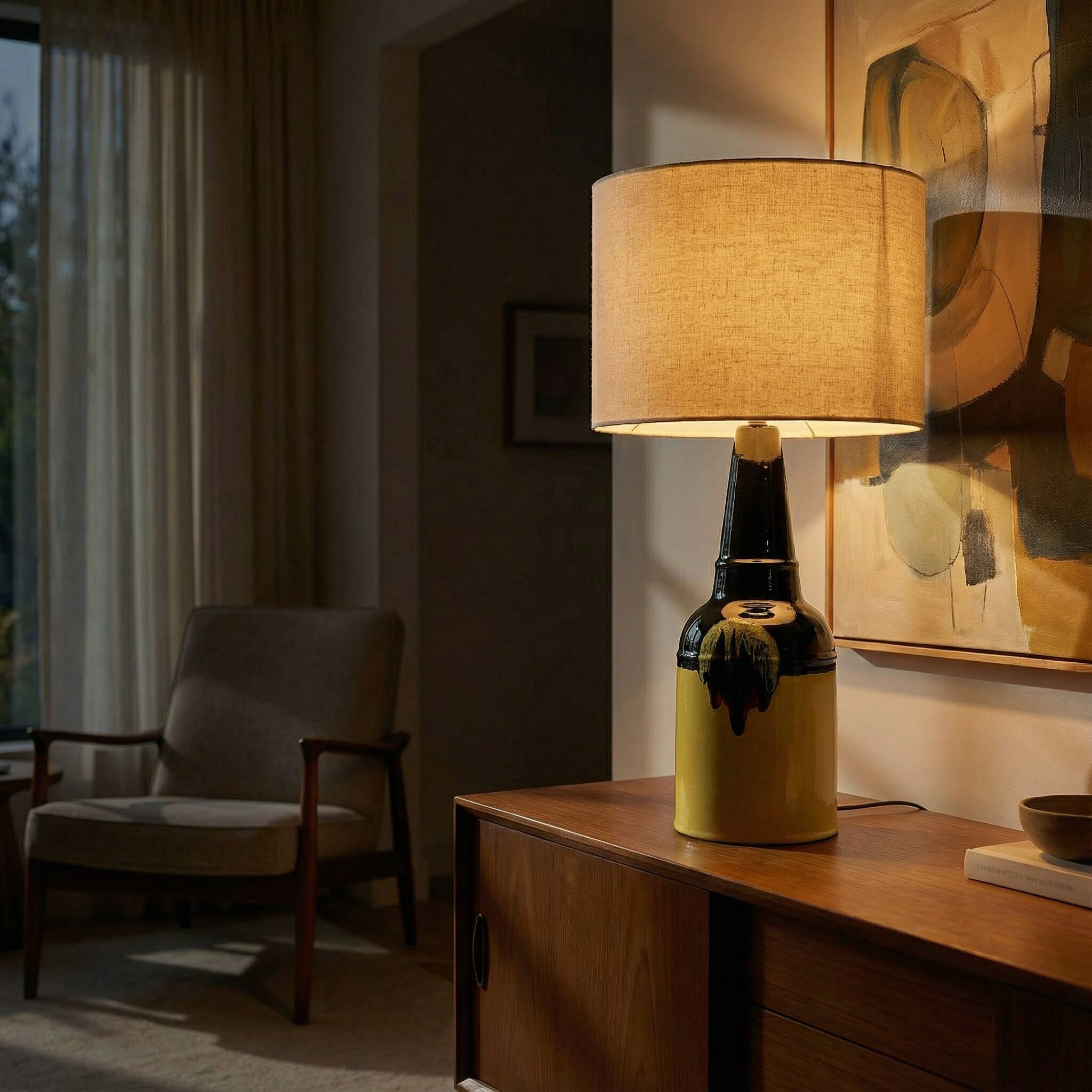 Bjørn Wiinblad Rosenthal Ceramic Table Lamp Yellow Glaze Denmark 1970s
