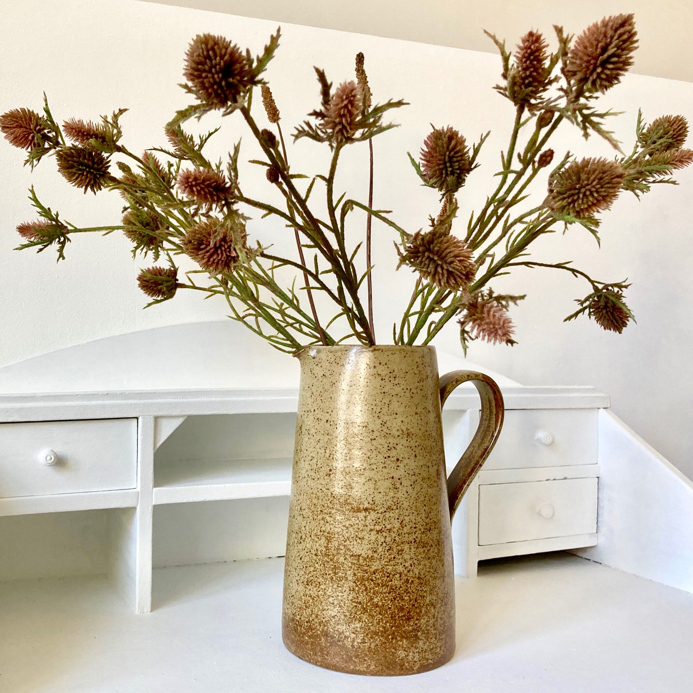 Pitcher sandstone vase signed