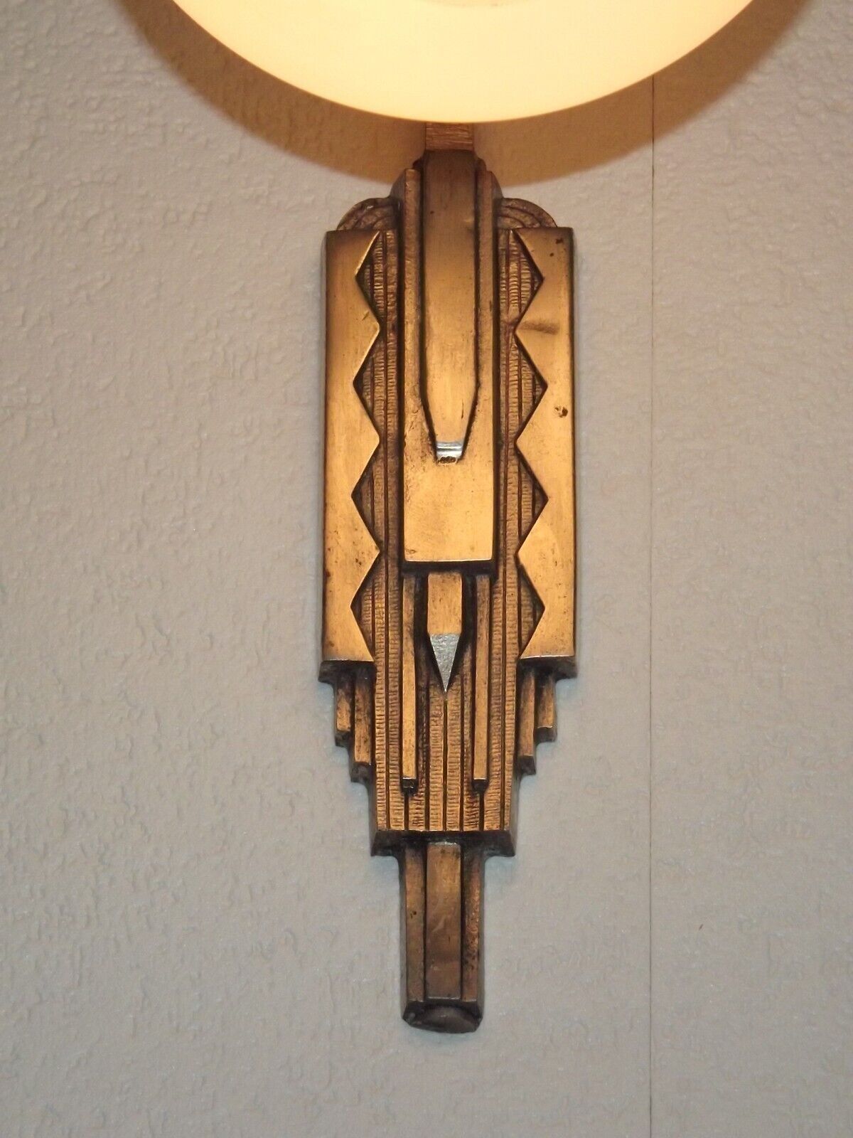 French art deco wall sconce silver metal with opaque glass ball shade 4101