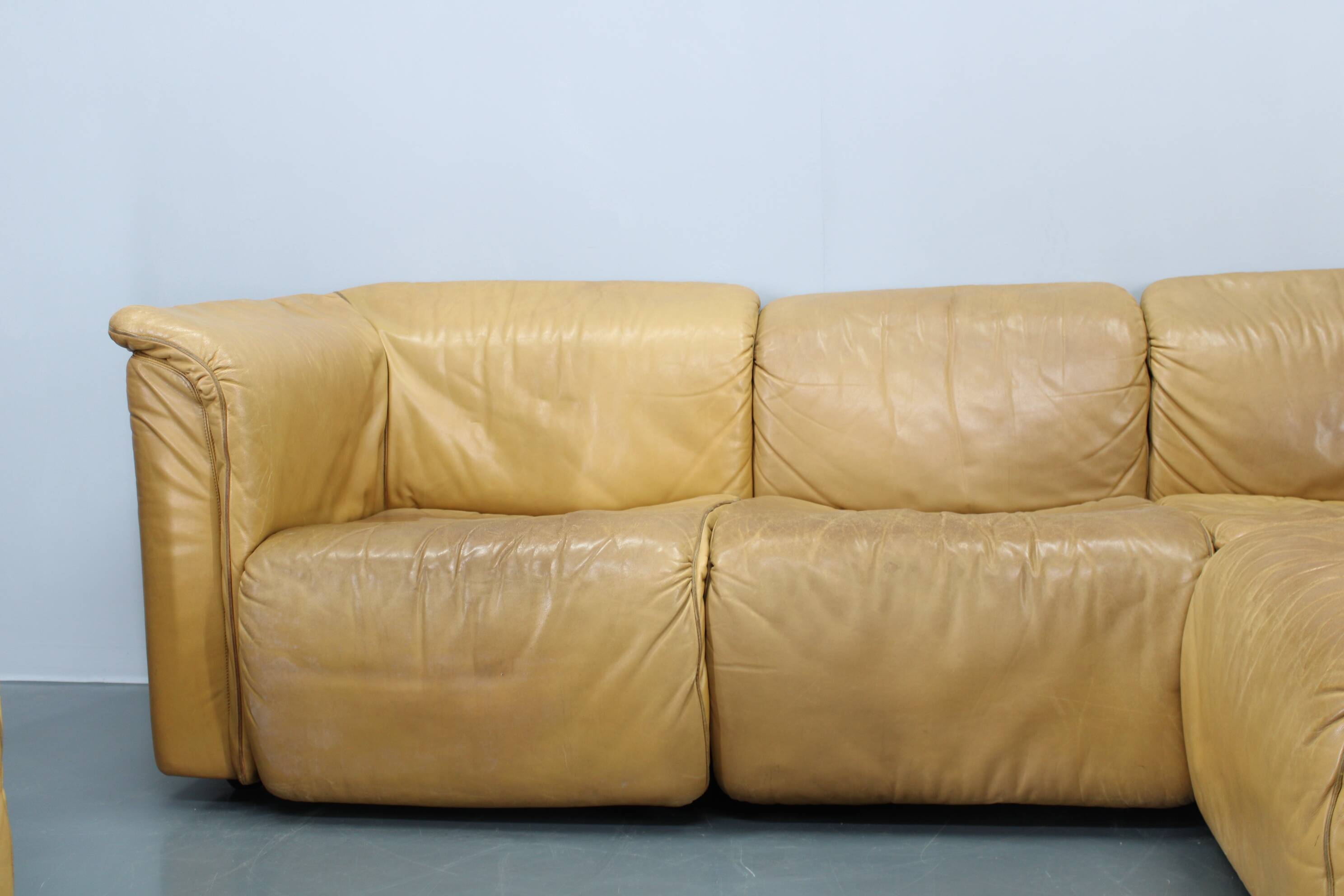 1970s Wittmann Hochbaret leather Modular Sofa, Austria