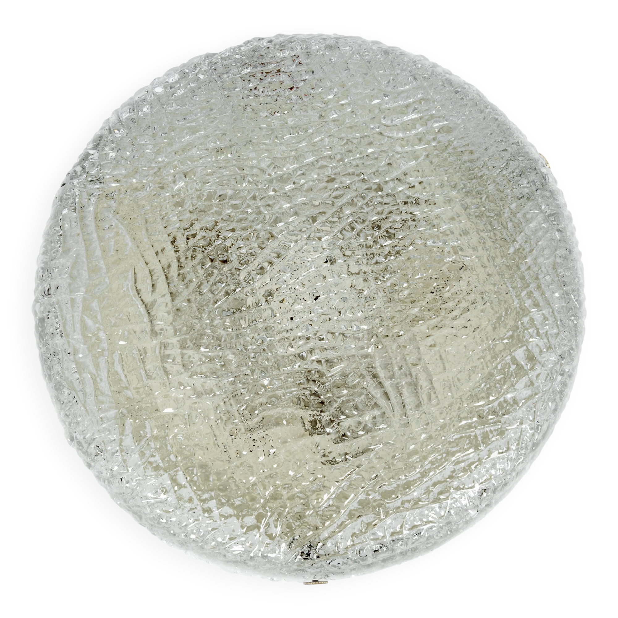 Round Frosted Glass Ceiling Light Murano, Kaiser, Germany, 1970s