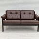 Scandinavian 2-seater sofa, original brown leather, 70s