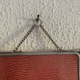 Vintage 1950s beveled barber triptych mirror in grenadine - 21 x 49 cm