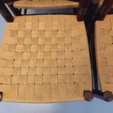 Set of 6 vintage Arts & Crafts chairs in Antonio Calligaris style in rope oak wood from the 50s