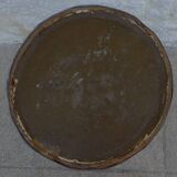 Art deco umbrella stand in boiled cardboard with copper and imitation leather strapping