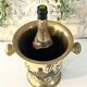 Cloisonne Ice Bucket, Vintage French Peach Enamel Pheasant Floral Desi