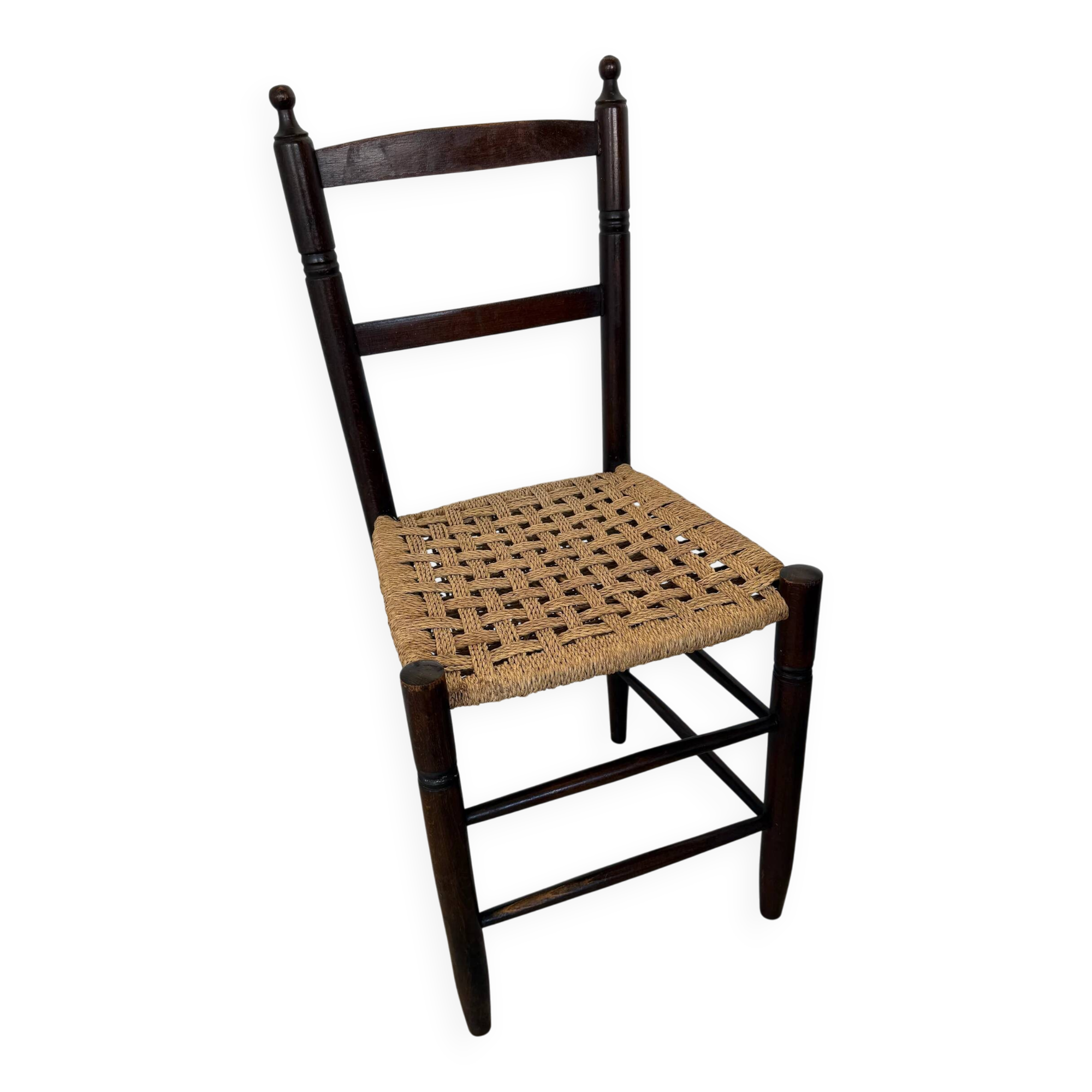 Chaise vintage en bois et paille tressée