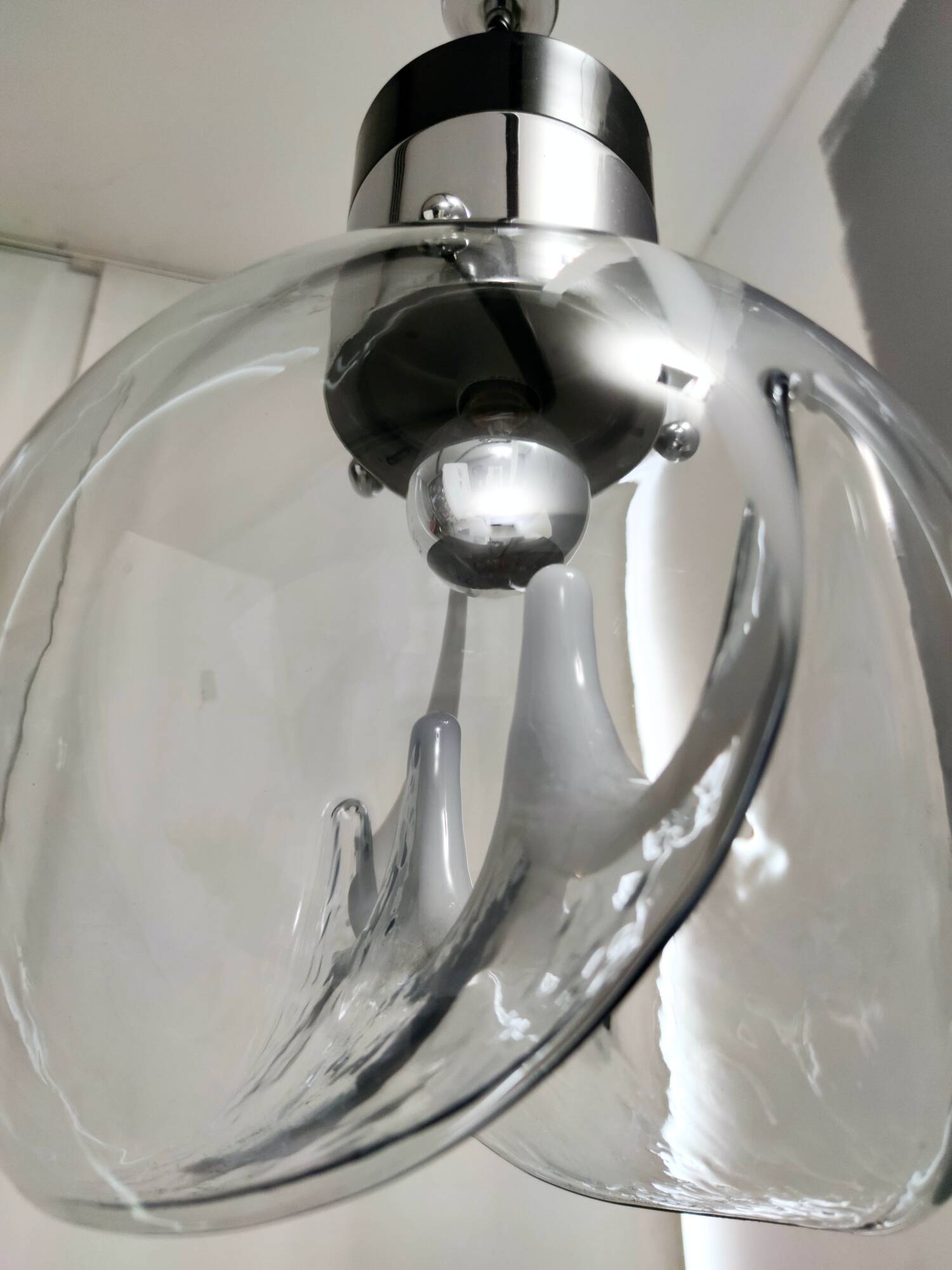 Murano Glass and Varnished Metal Pendant by Toni Zuccheri for Venini, Italy