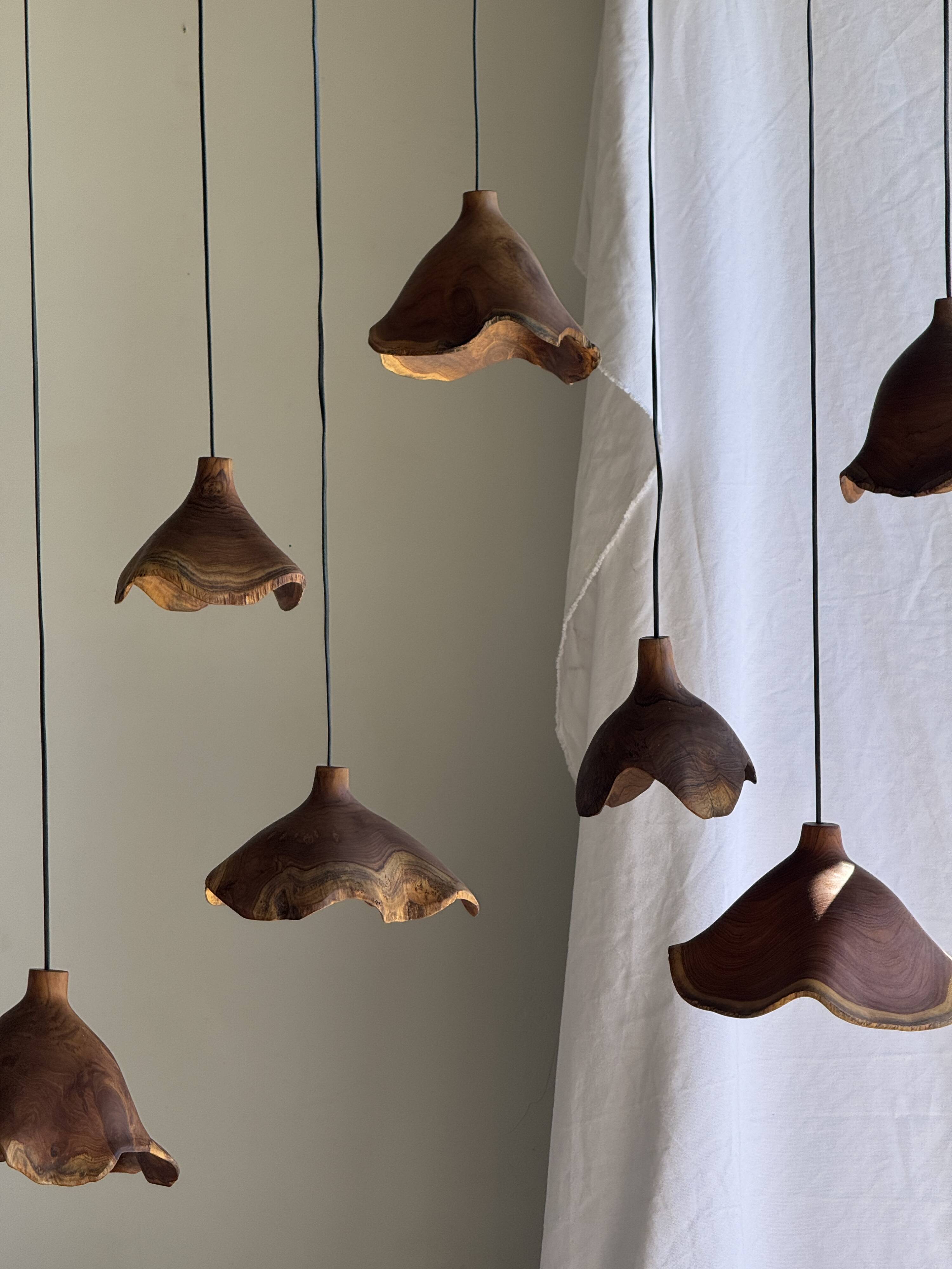 Small suspension in organic teak hat D30 H20