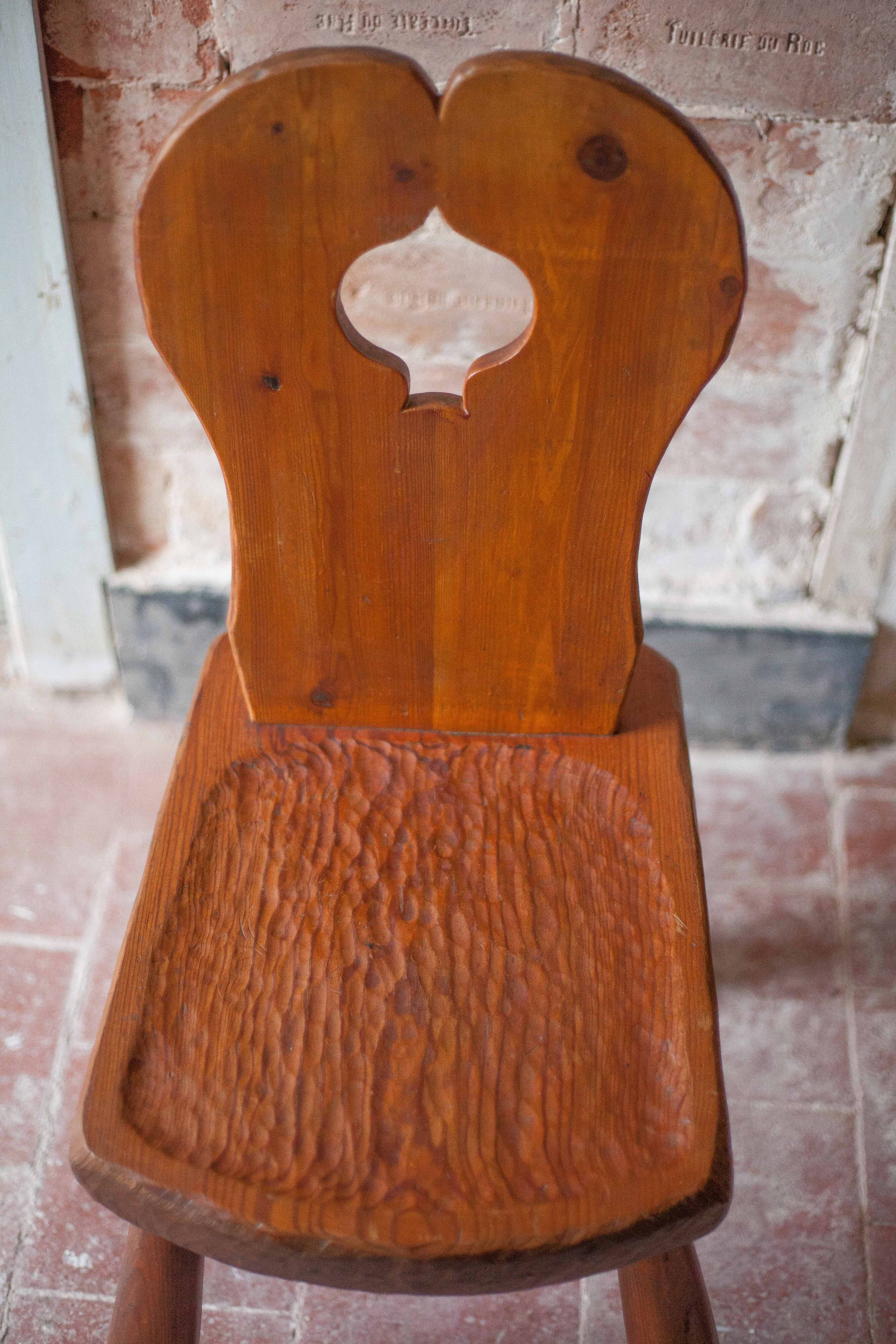 Vintage solid wood chair, brutalist chair, furniture, accent chair.