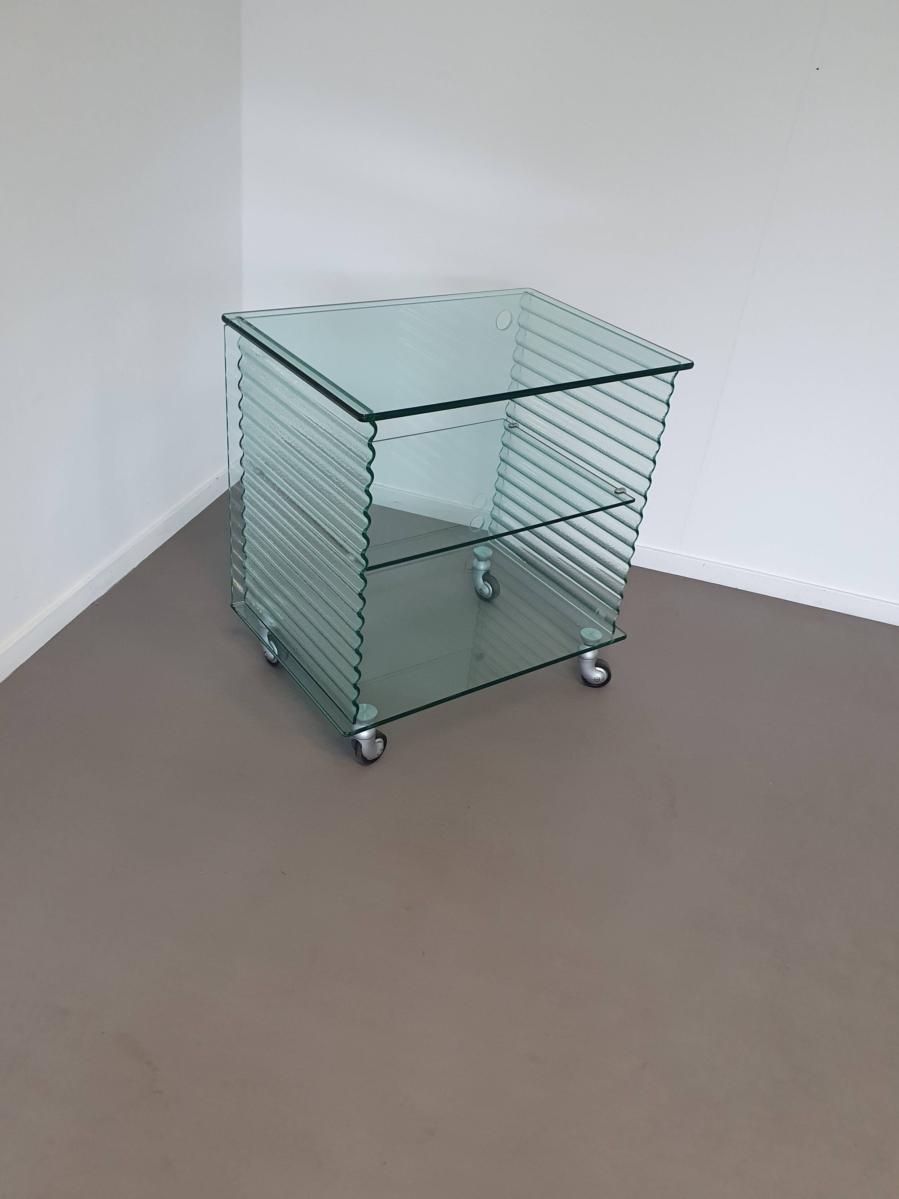 Onda Series Glass Media Cabinet by Ron Arad for Fiam, Italy, 1980
