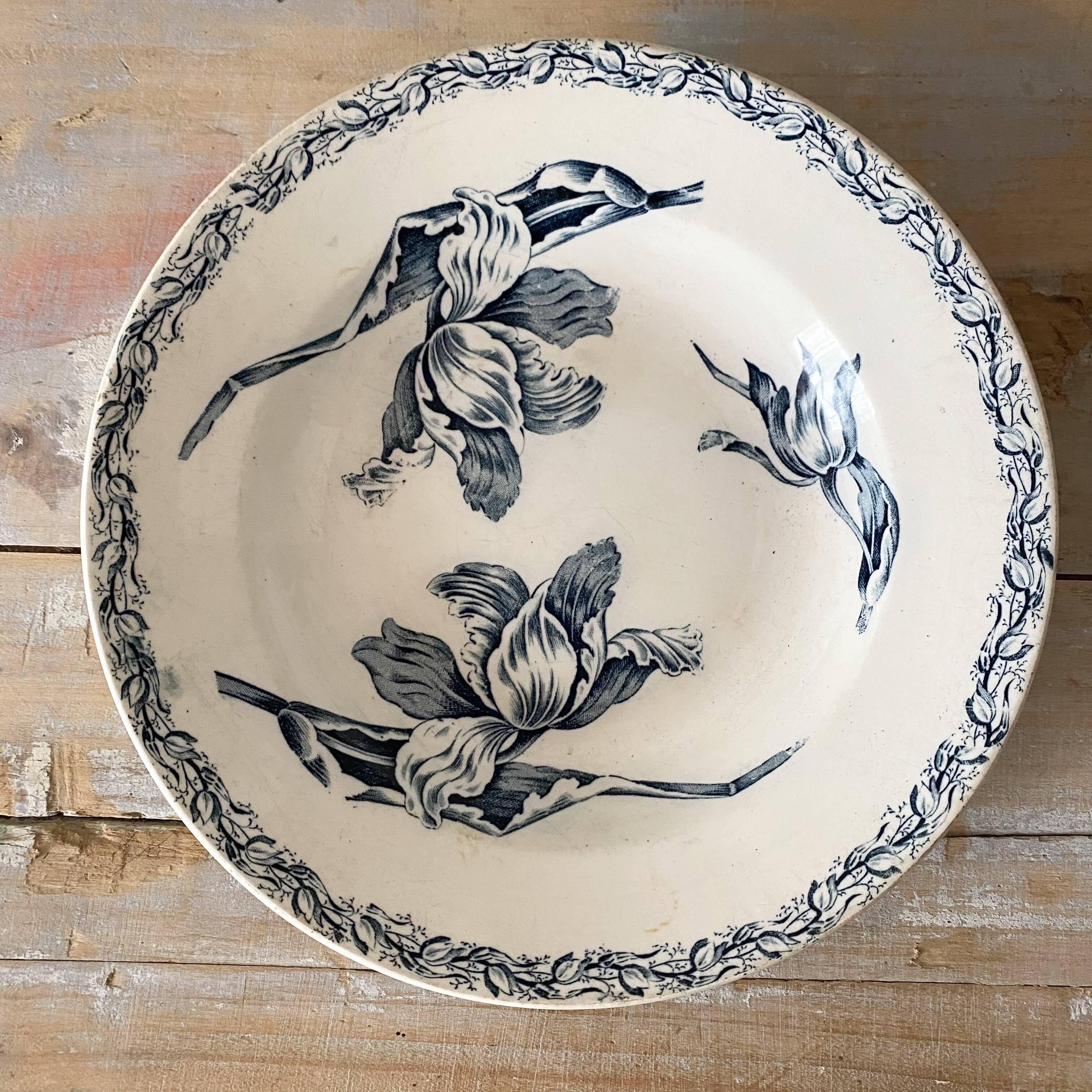 Luneville Tulips ironstone soup plates