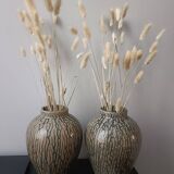 Pair of glazed and veined stoneware vases