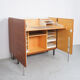 Vintage teak desk in cabinet, 1960s