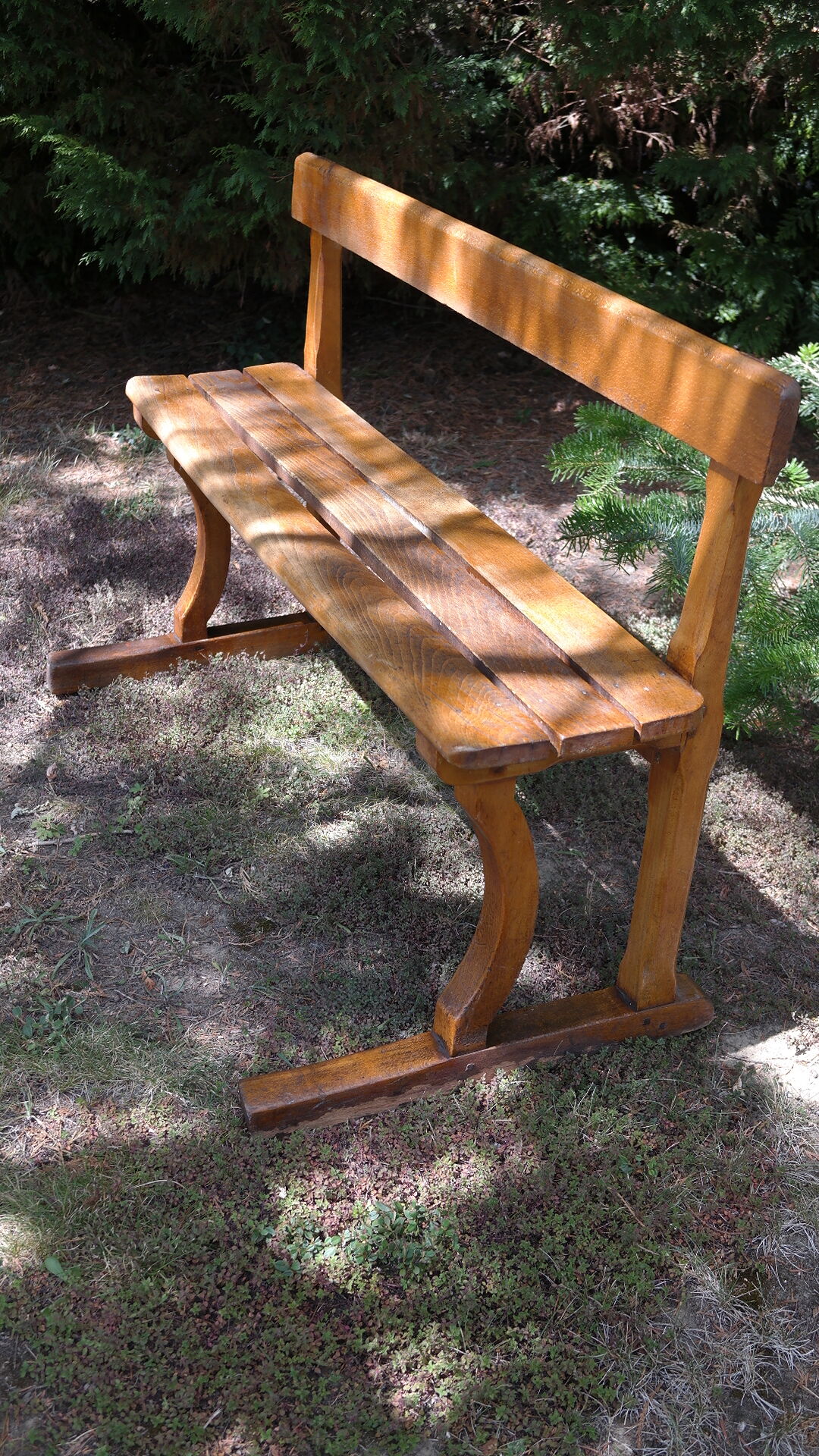 Old solid oak church pew