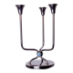 Art deco candlestick in stainless steel, 3 flames and blue stones, Spain, 1970