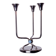 Art deco candlestick in stainless steel, 3 flames and blue stones, Spain, 1970