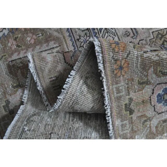 1970s Vintage Persian Handmade Wool Cotton Light Brown Area Rug 261x364