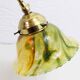 Brass and glass swan neck lamp