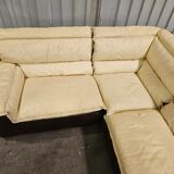 Canapé modulaire en cuir et daim avec unité d'angle, années 1970