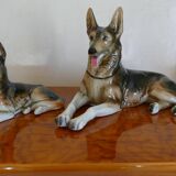 Deux chiens Berger en céramique allemande