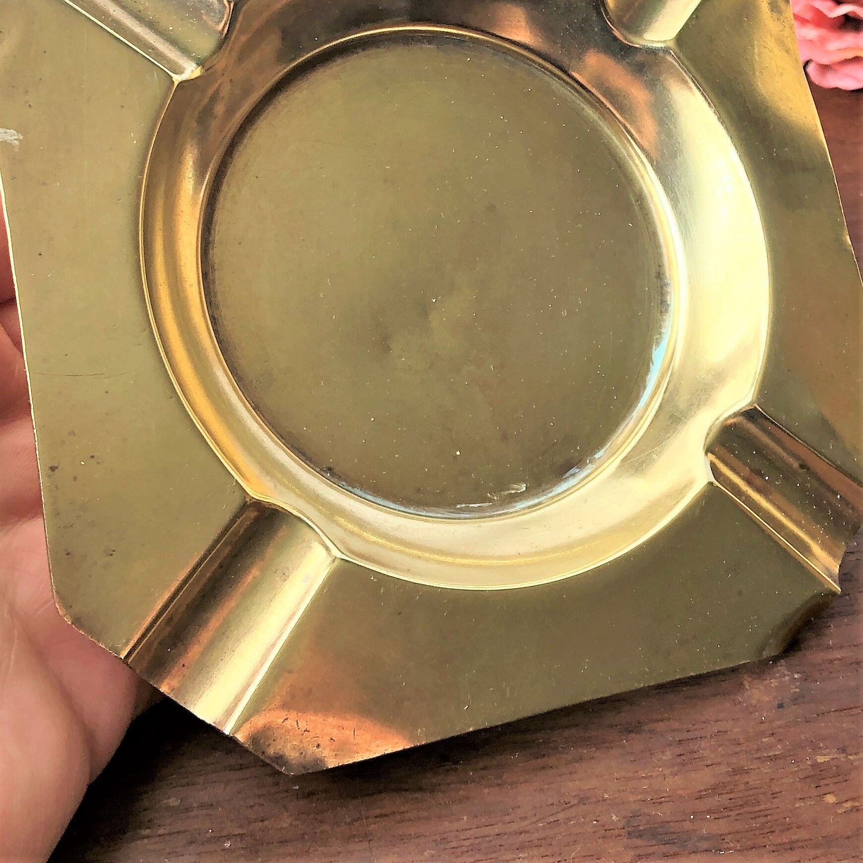 Cendrier laiton doré vintage