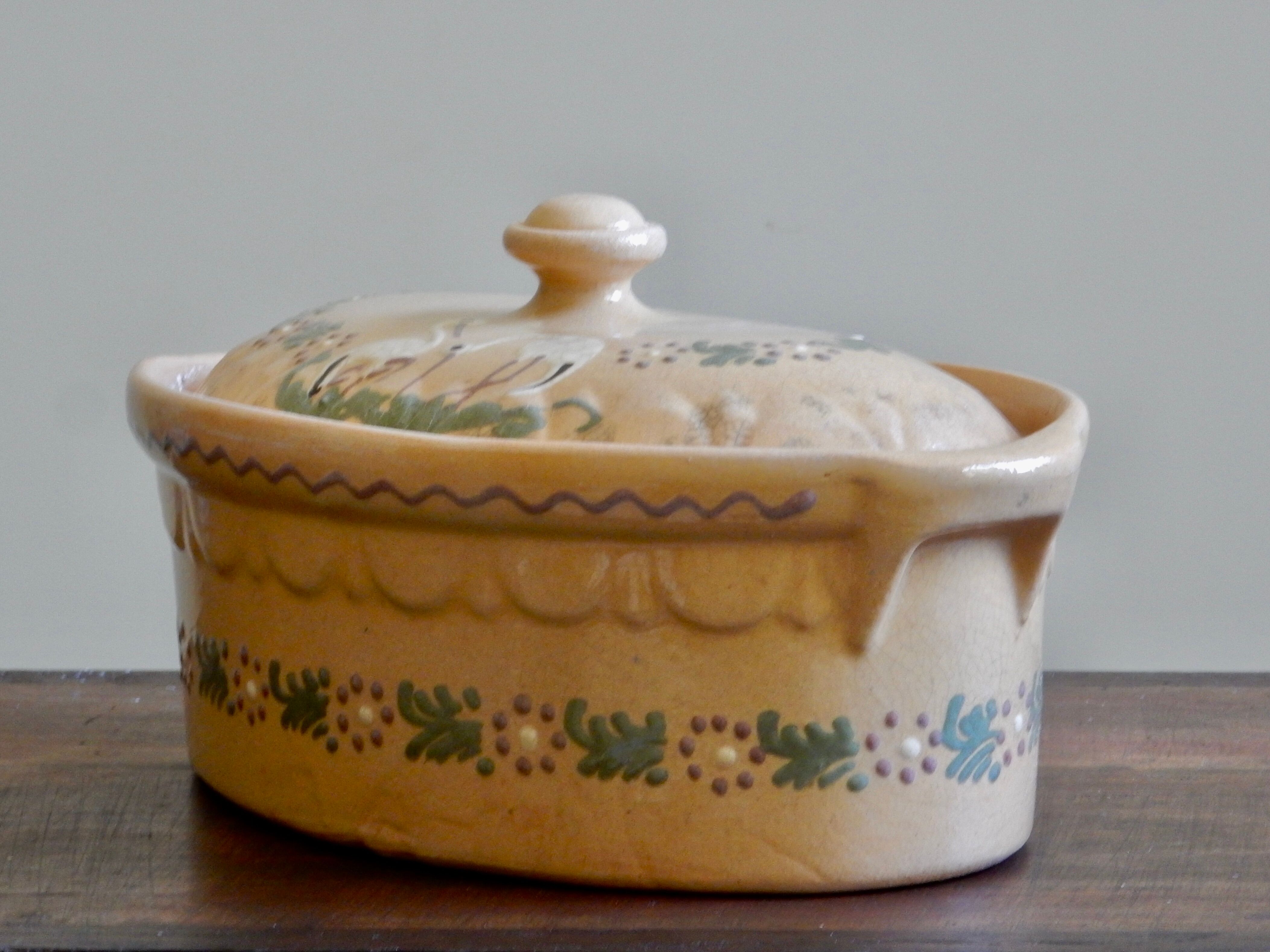 Large Alsatian terrine in ochre terracotta